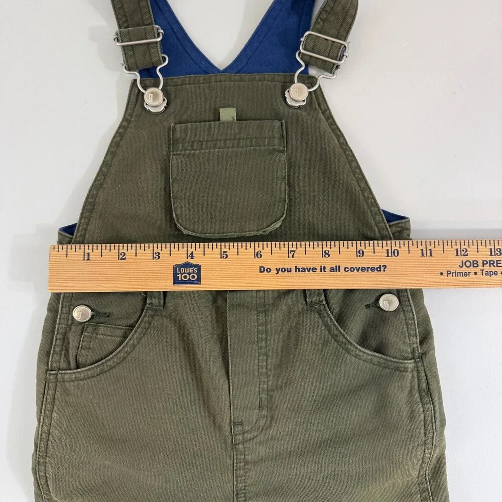 Gymboree Toddler Overalls Olive Green Lined Utility Carpenter Snap Leg 18-24 Mos